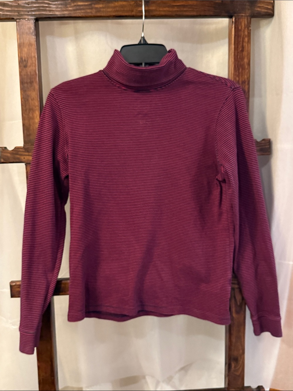 L.L. Bean Burgundy Ribbed Long-Sleeve Turtleneck